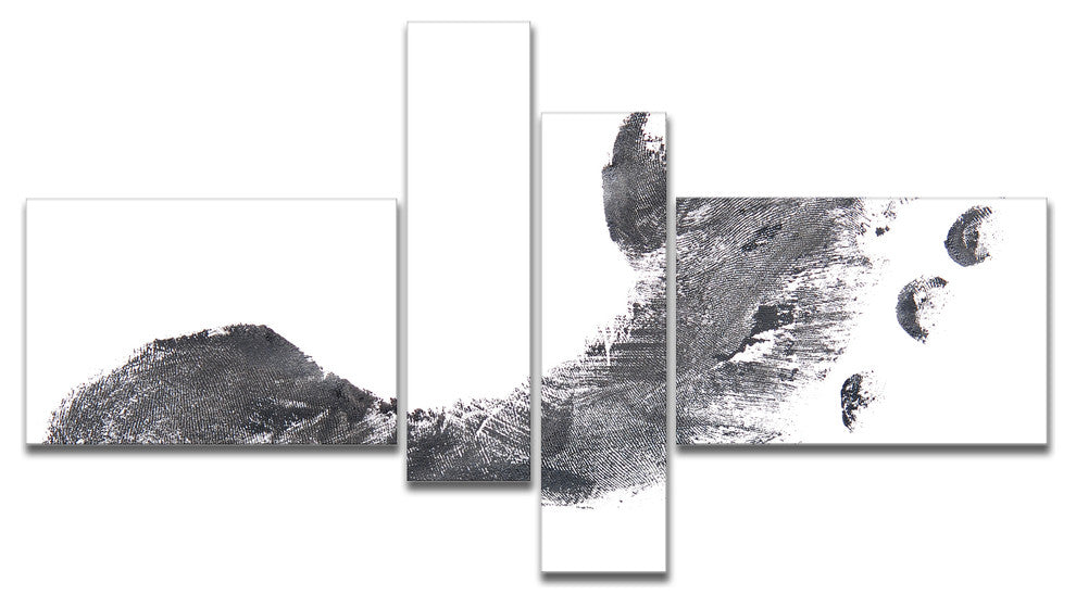 Black and White Footprint Design, Portrait Canvas Art Print, 60"x32", 4 panels