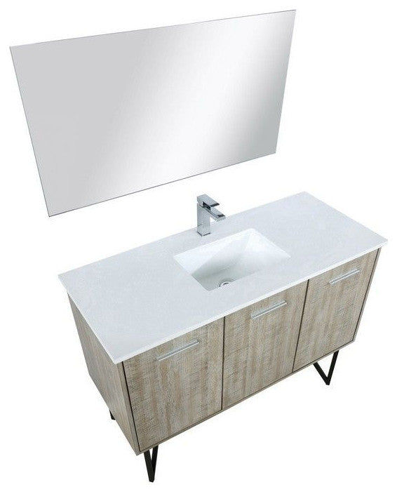 Lancy Modern 48" Rustic Acacia Square Sink Bathroom Vanity Set, Labaro Rose Gold