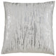 Distressed Metallic Foil Design Cotton Down Filled Throw Pillow, 24"x24", Silver