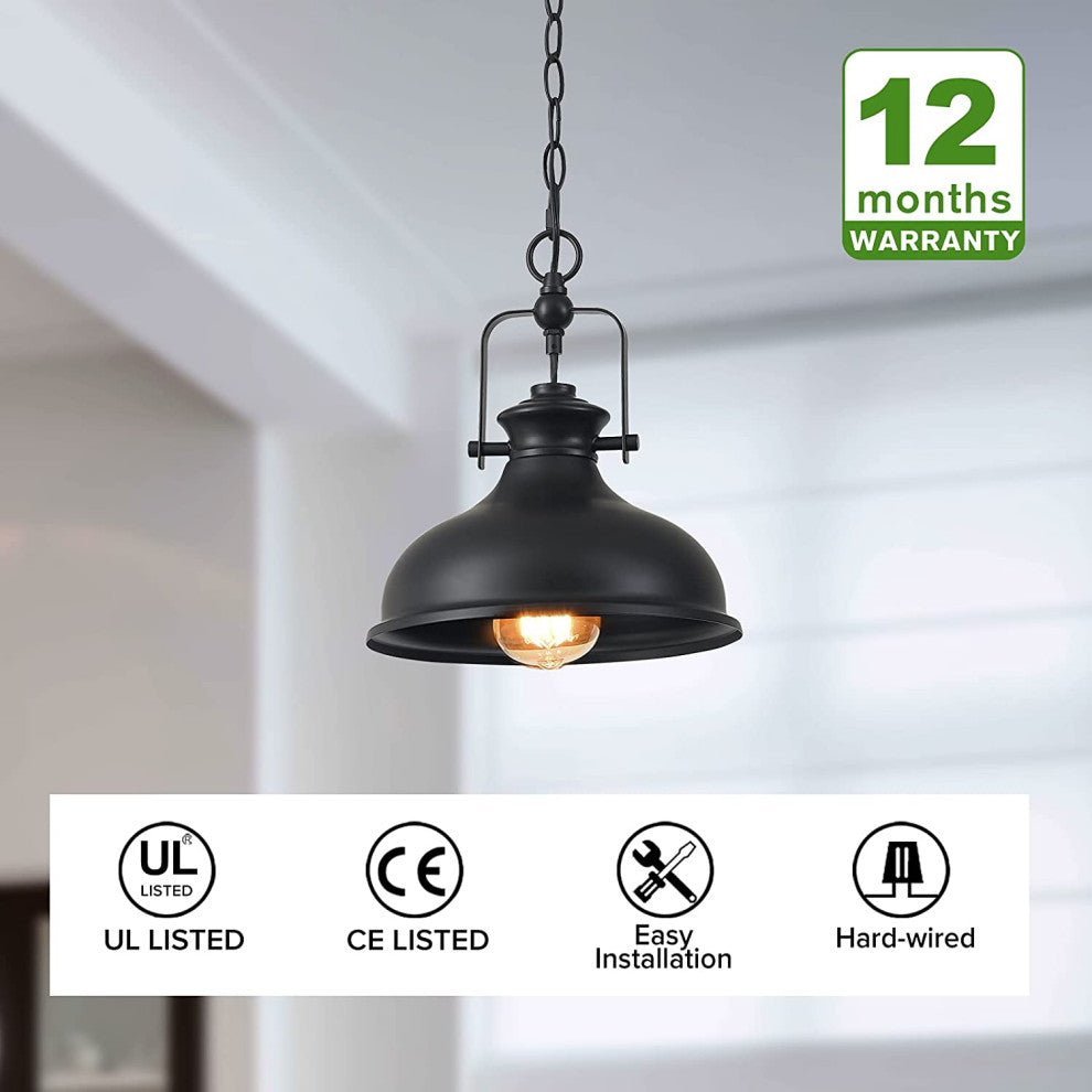 Industrial Black Pendant Light Farmhouse Dome Hanging Light Fixture