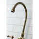KS7793ALBS Country Bridge Kitchen Faucet With Brass Sprayer, Antique Brass
