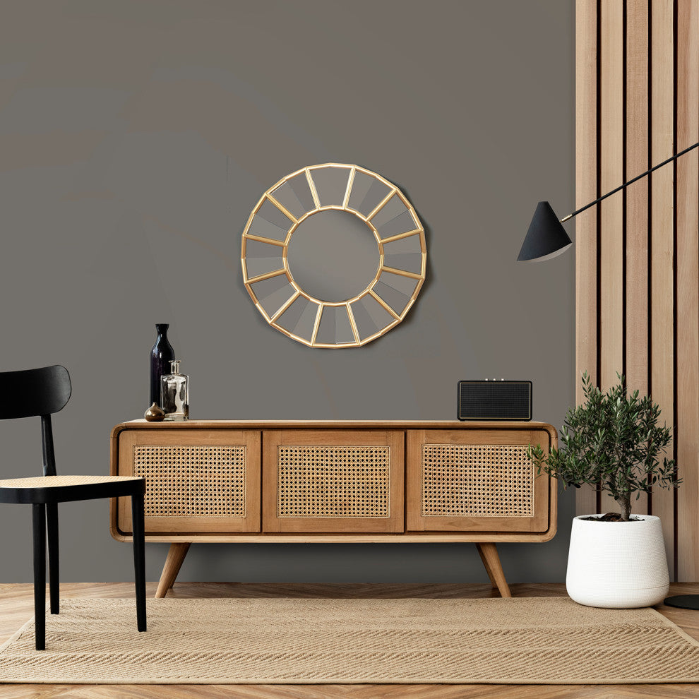 24" Round Gold Wall Mirror