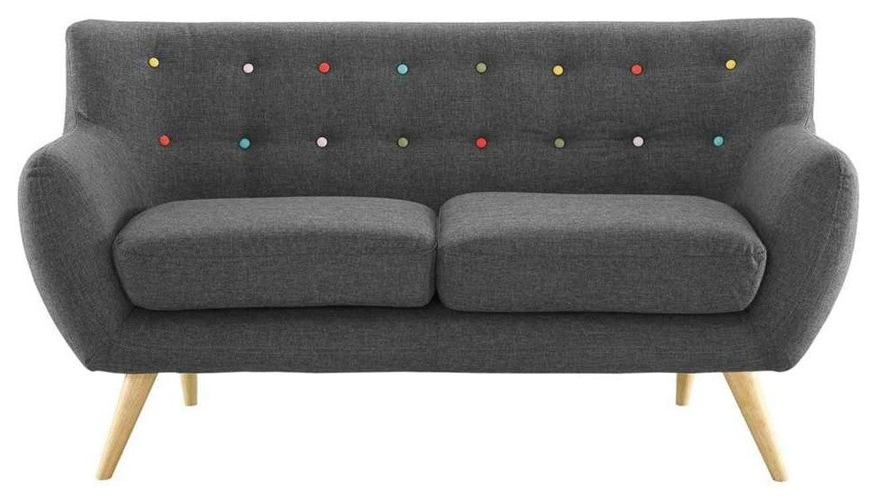 Modern Contemporary Loveseat, Gray Fabric