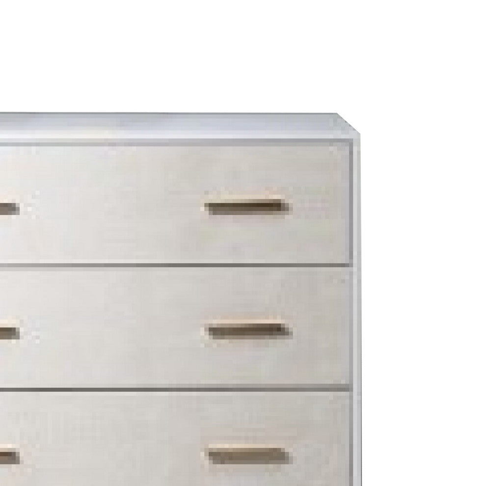 Benzara Emily 37" Wood Tall Dresser Chest, 4 Drawers Gold Handles, White