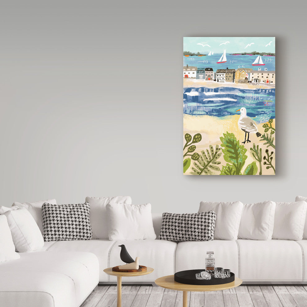 Karen Fields 'Birds In Beach Town' Canvas Art, 47"x30"