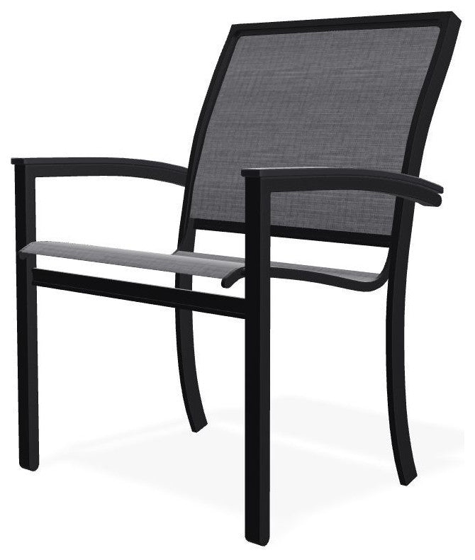 Bazza Sling Stackable Outdoor Dining Chair, Augustine Pewter/Black