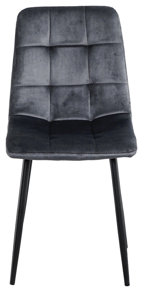 15 in.W Indoor Dining Velvet 4-Chair with Cushions and Metal Legs, Grey