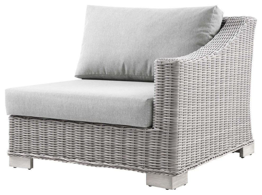Lounge Sectional Sofa Chair Table Set, Rattan, Wicker, Gray, Outdoor