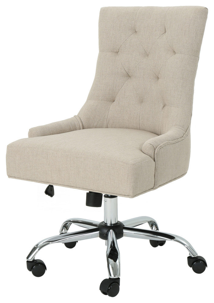 GDF Studio Bagnold Home Office Fabric Desk Chair, Wheat/Chrome