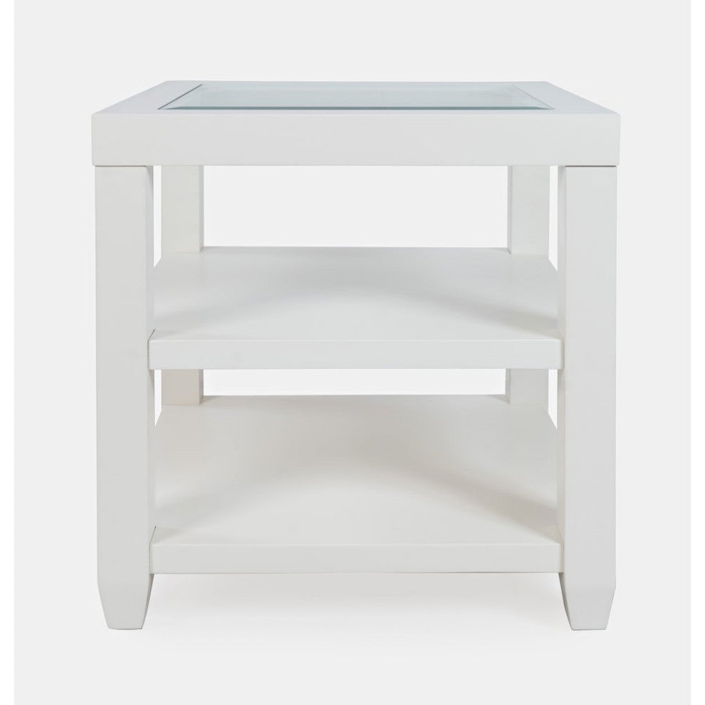 Urban Icon Contemporary Glass Inlay End Table with Storage