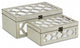 Set of White Quatrefoil Mirror Jewelry Storage Boxes