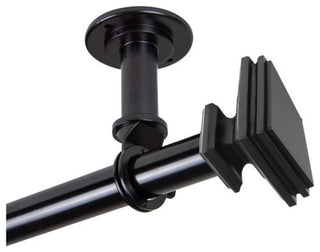 Pedestal Ceiling 1" Curtain Rod/Room Divider, Black, 28-48"