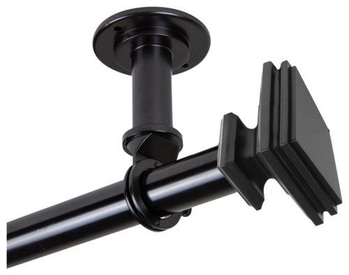 Pedestal Ceiling 1" Curtain Rod/Room Divider, Black, 28-48"