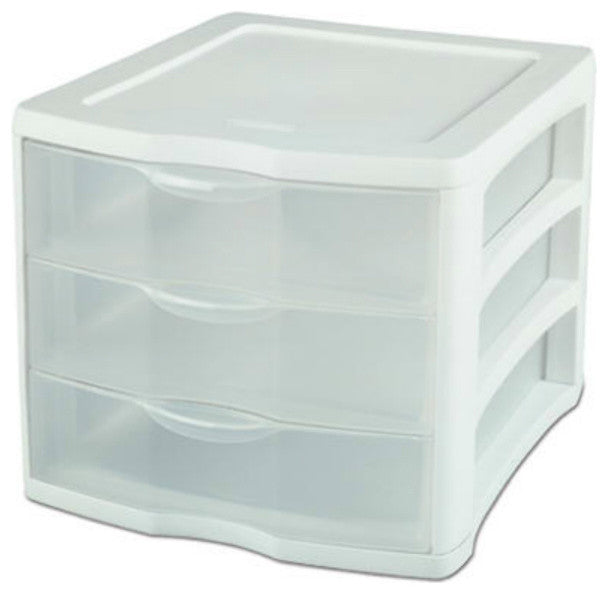 Sterilite 17918004 3-Drawer Clearview Organizer with White Frame