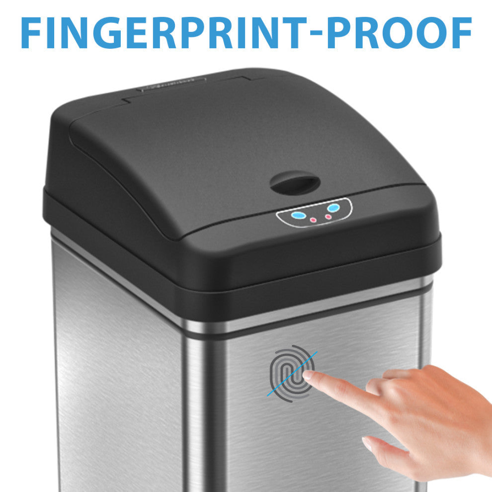 iTouchless 13 Gallon Sensor Trash Can with AbsorbX Odor Control System