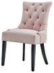 Tufted Side Dining Chair, Set of 2, Velvet, Wood, Pink, Cafe Bistro Restaurant