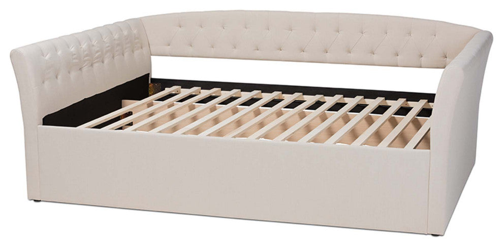Jayleen Fabric Upholstered Daybed, Beige, Queen