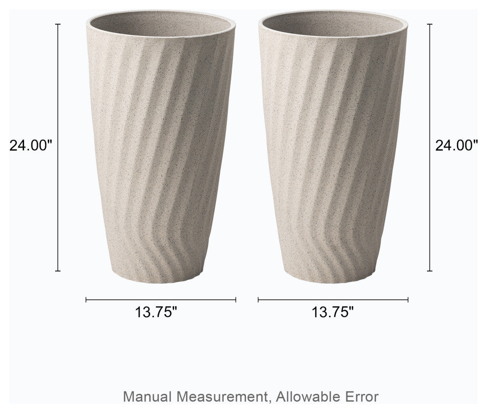 24"H Terrazzo Wave Textured Ceramic Planters, Set of 2