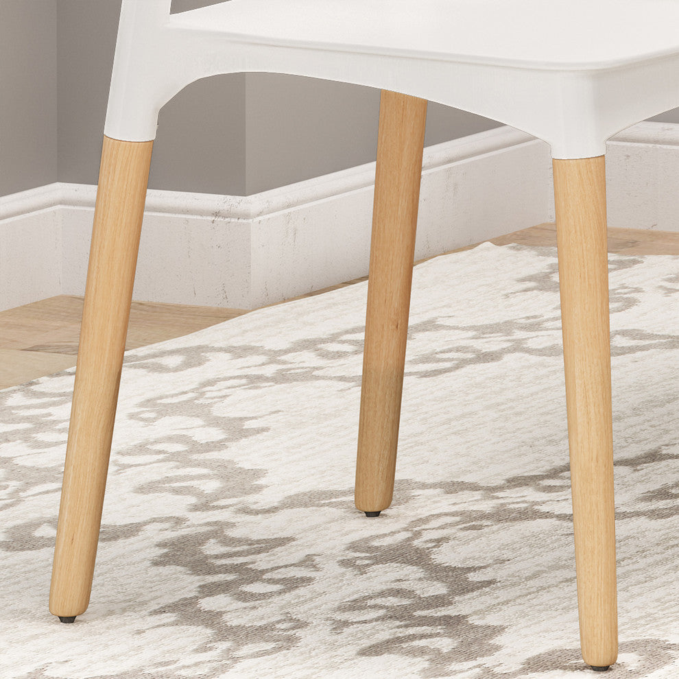 Isabel Dining Chair With Beech Wood Legs, Set of 2, White, Natural