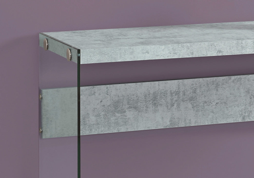44" Gray and Clear Solid Console Table