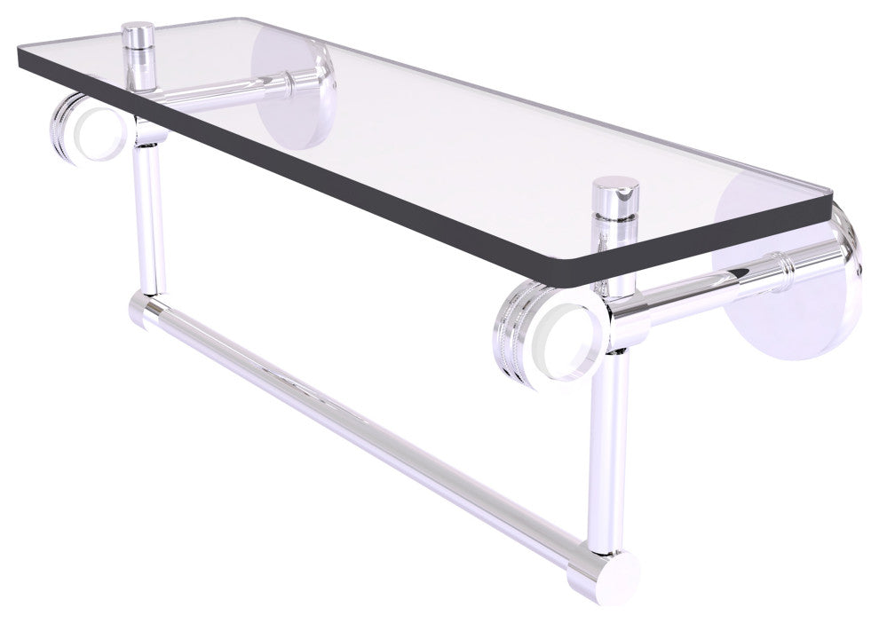 Clearview 16" Glass Shelf and Towel Bar and Dotted Accents, Polished Chrome