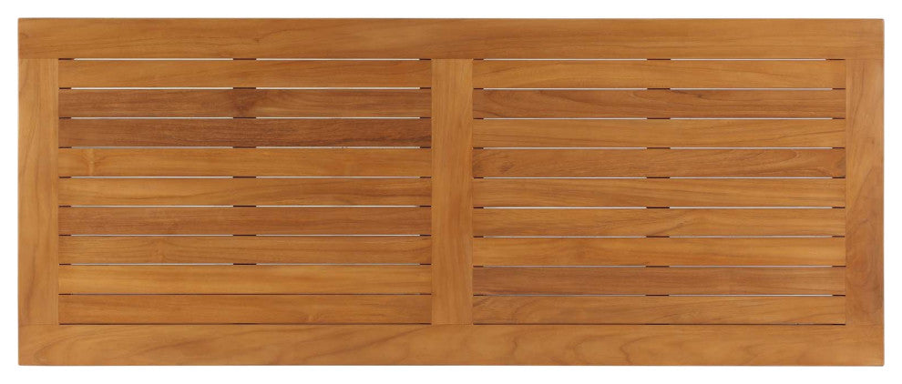 Lounge Coffee Table, Rectangular, Wood, Brown Natural, Modern, Outdoor Patio