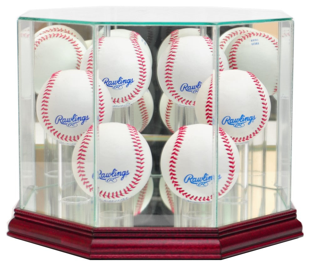 Octagon 6 Baseball Display Case, Cherry