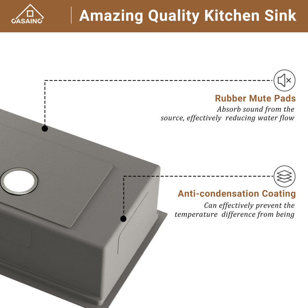 32in Single Bowl Undermount Workstation Kitchen Stainless Steel Sink with Faucet, Matte Black