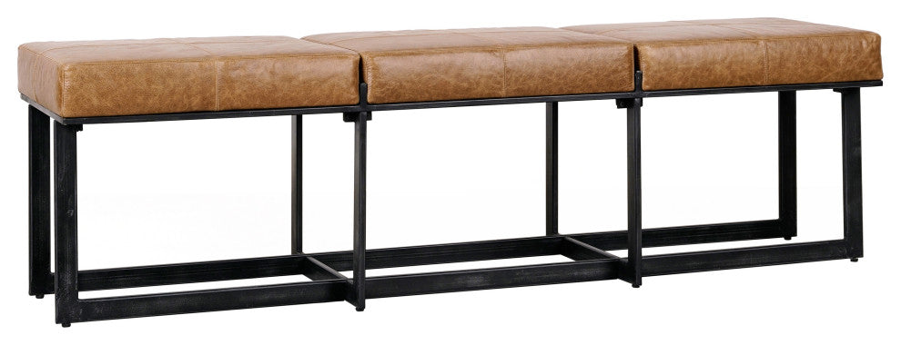 Calvin Narrow Bench in Chestnut by Kosas Home, Chestnut