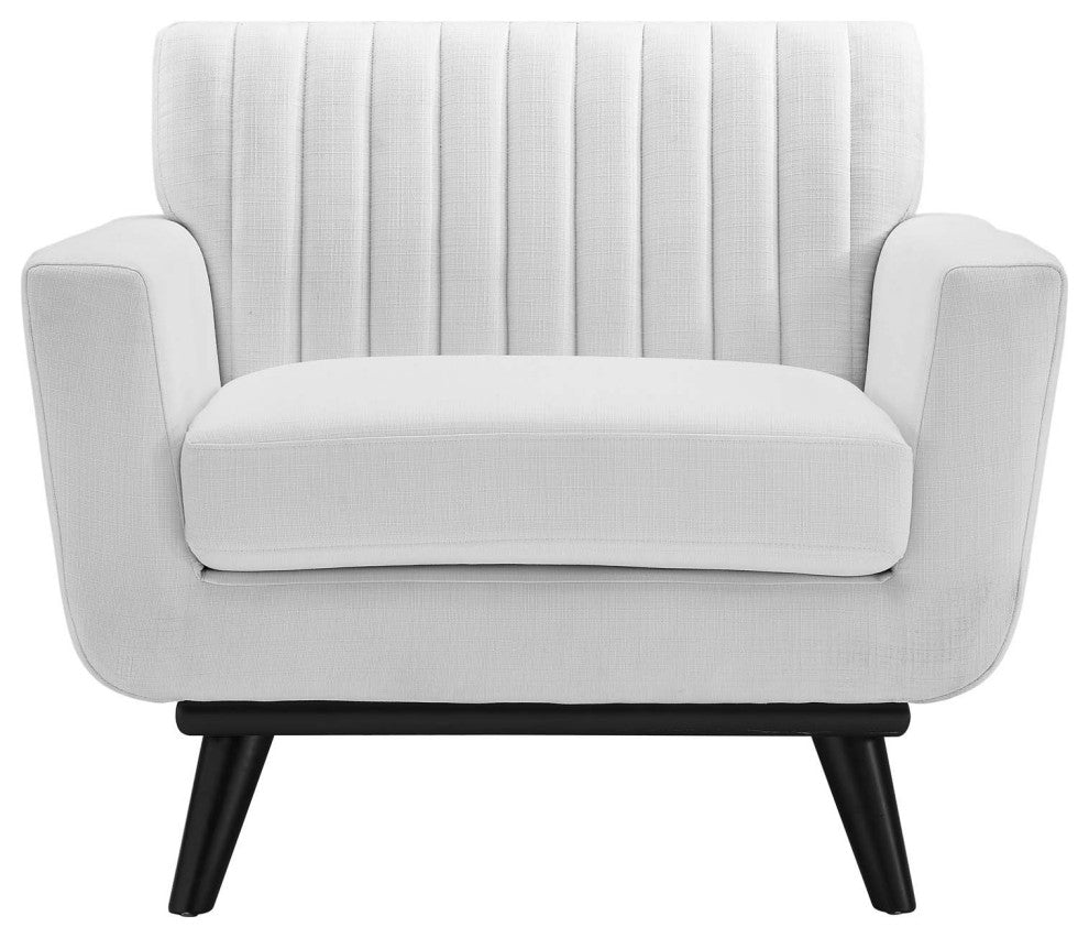 Engage Channel Tufted Fabric Armchair White