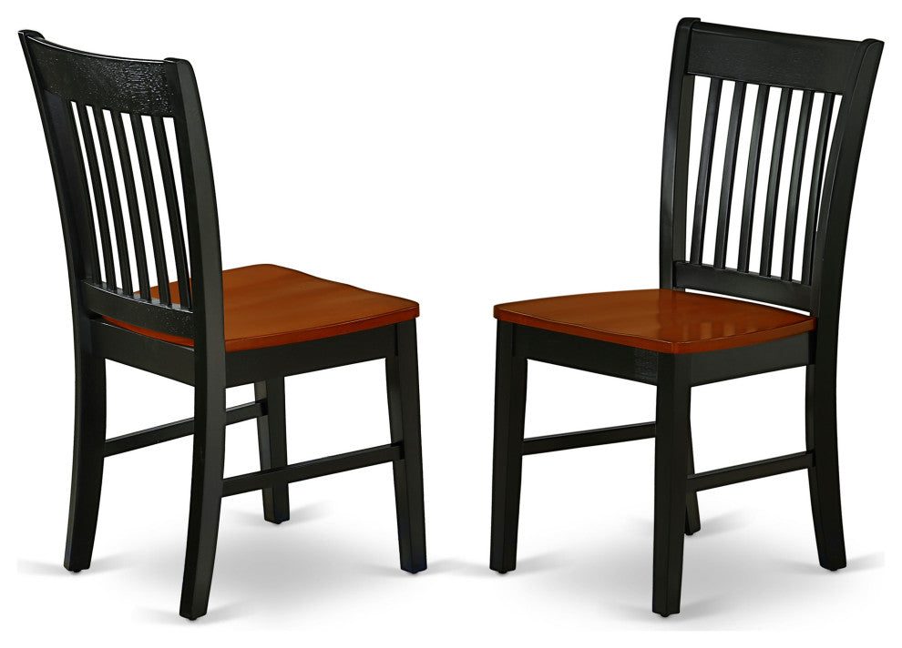 5Pc Wood Dining Set, Rectangle Table, 4 Chairs, Hardwood Seat, Black-Cherry