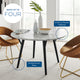 50" Dining Table, Round, White Black, Wood, Artificial Marble, Modern