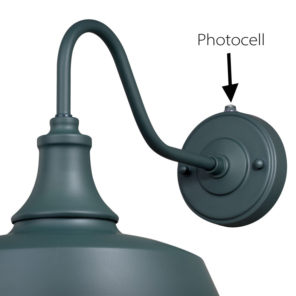 Dorado 1 Light Barn Outdoor Wall Lantern, Hunter Green/White, 12"x11.5"x18"