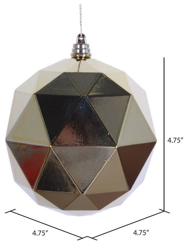 Vickerman M177308Ds 4.75" Gold Shiny Geometric Ball Ornament, 4 Per Bag