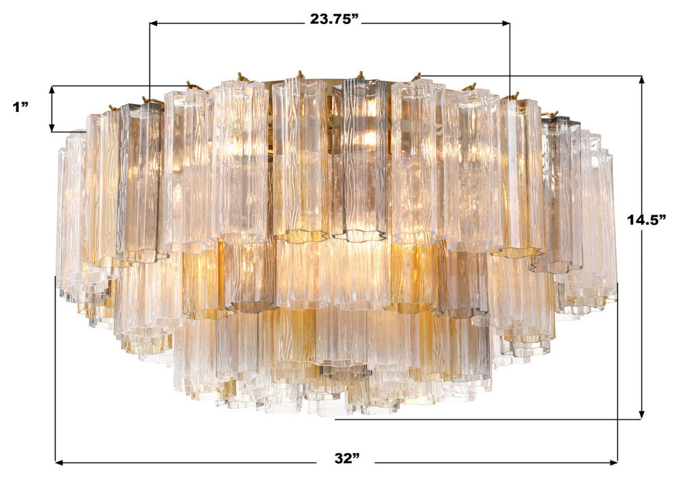 Crystorama Lighting Group ADD-331-AU Addis 16 Light 32"W Flush - Aged Brass