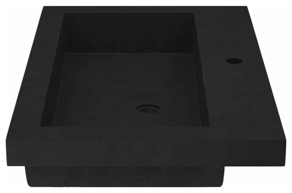Trough 3019 Concrete Bathroom Sink, Charcoal, Single Faucet Hole