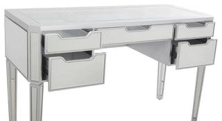 SlayStation Aria Premium Mirrored Vanity Desk, Silver