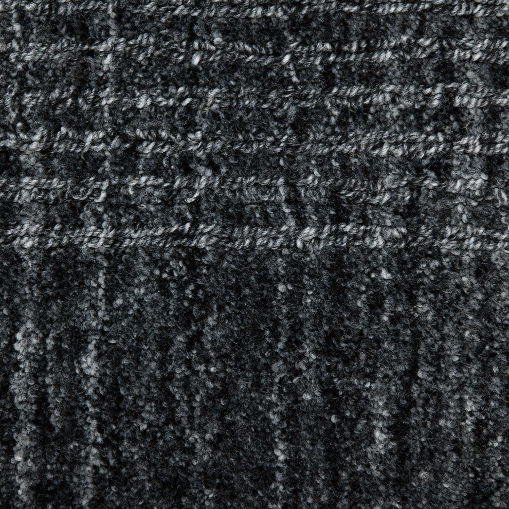 Bence Transitional Hand-Woven Wool Blend Area Rug, Dark Gray, 2'x3'