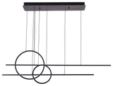 57" Black Iron LED Chandelier With White Acrylic Diffusers