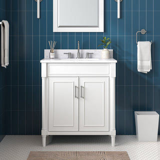 Avanity Bristol 30" Vanity Combo, White and Cala White Engineered Top