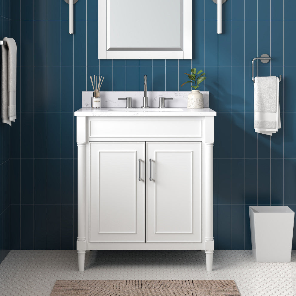 Avanity Bristol 30" Vanity Combo, White and Cala White Engineered Top