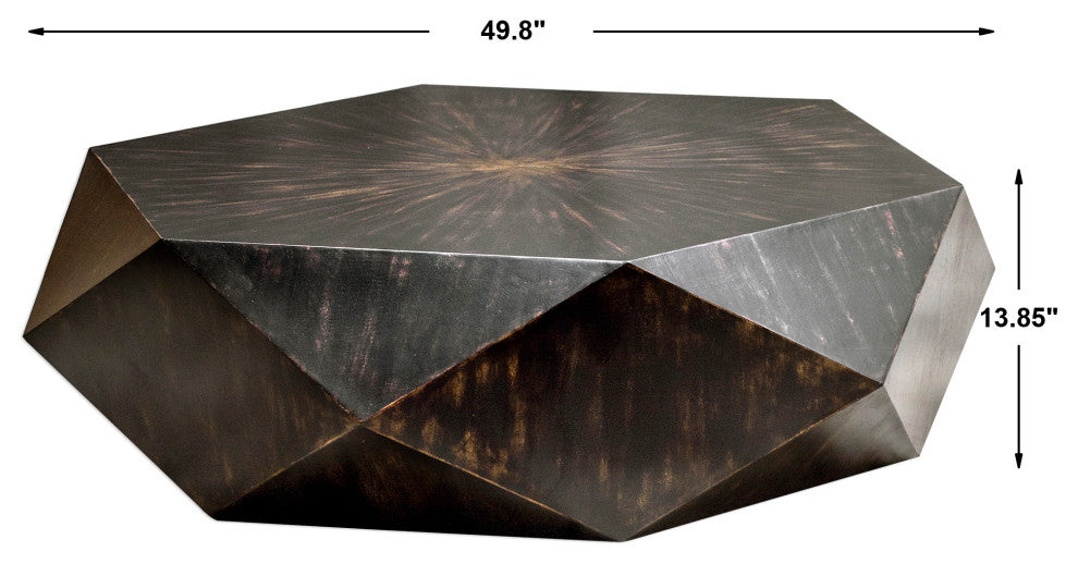 Uttermost Volker 49 x 14" Coffee Table, Worn Black