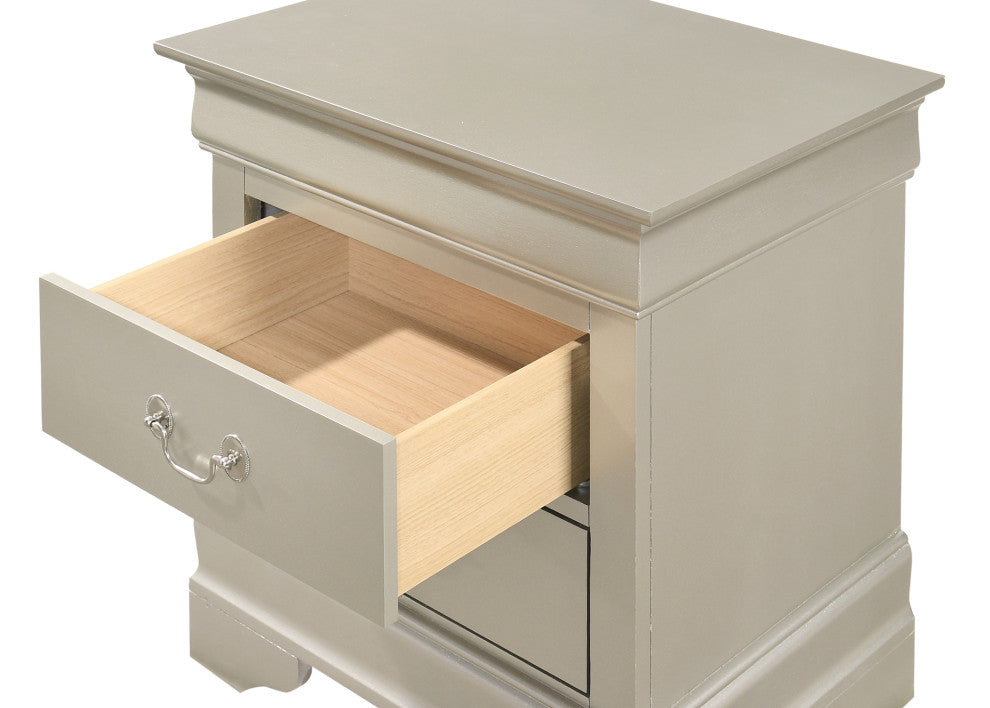 Louisphillipe Nightstand, Silver Champagne