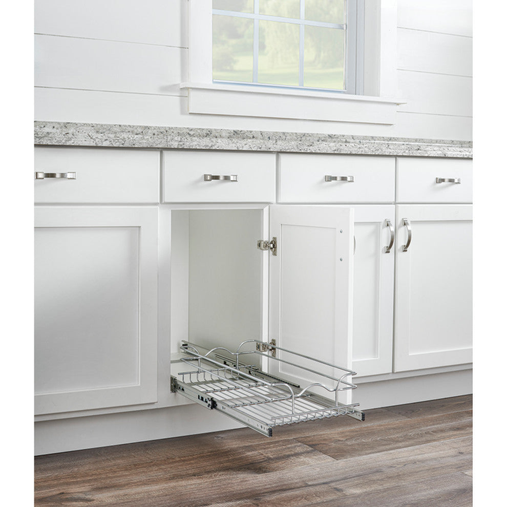 Single Tier Bottom Mount Pull Out Steel Wire Organizer, 11.75"