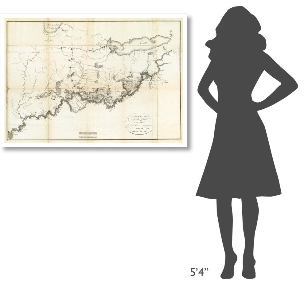 "General Map of the Course of the Ohio, 1796" Paper Art, 46"x33"