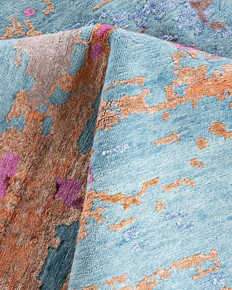 Modern One-of-a-Kind Hand-Knotted Area Rug Pink, 9' 2" x 12' 1"