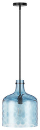 Modern Clear Water Glass Jar Pendant Light For Over Dining Room Table, Blue