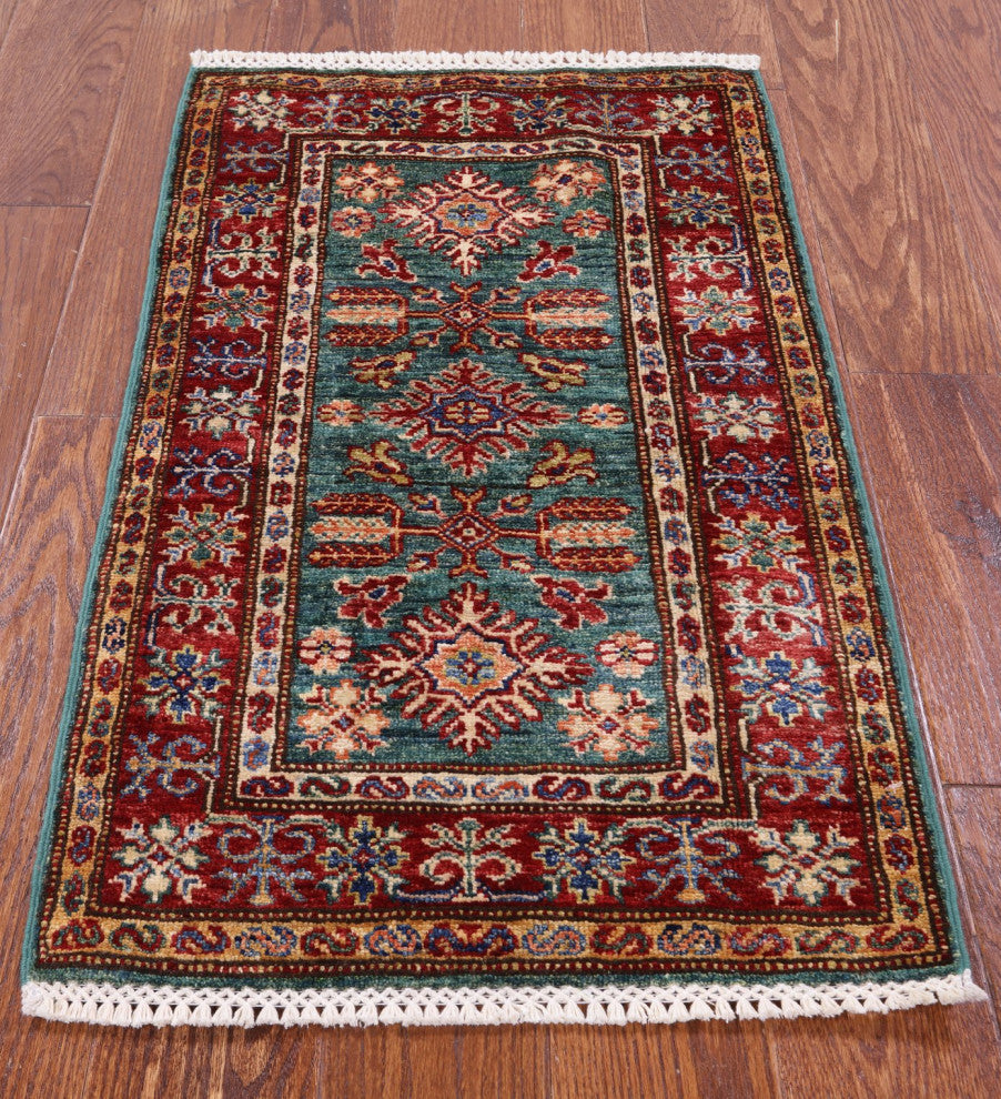 1' 10" X 3' 1" Super Kazak Handmade Wool Rug - Q12983