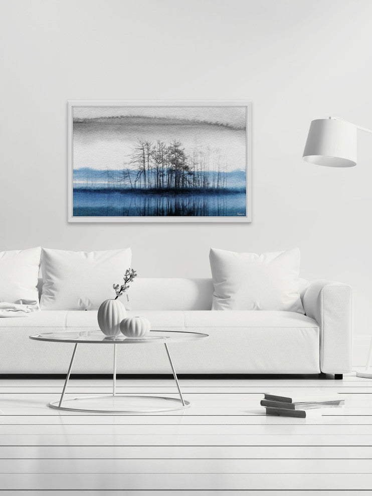 Parvez Taj "Tree Isle Reflects" Framed Painting Print, 24"x16"