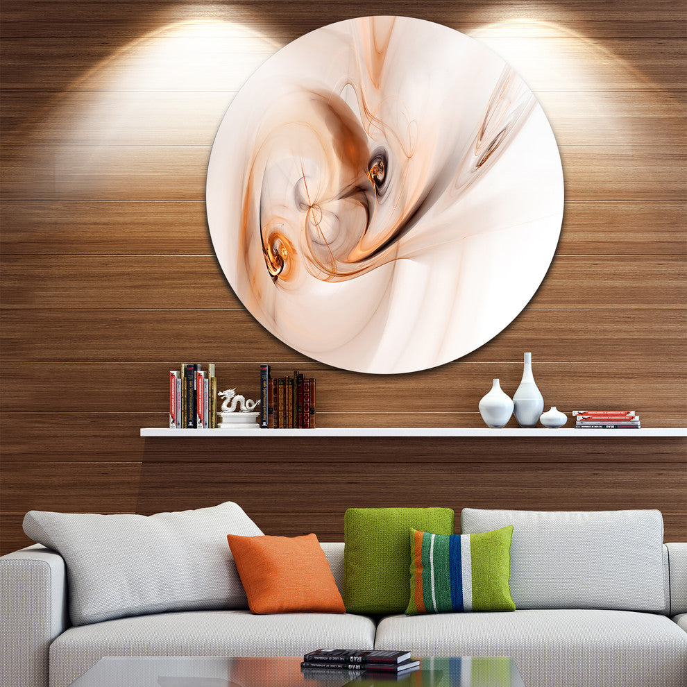 Spiral Nebula Space Orange, Abstract Digital Round Metal Wall Art, 11"